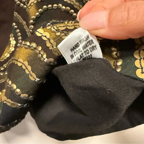 Vintage Sequin Spiral Brown and Black Front Zipper Detail Skirt S - Picture 9 of 9